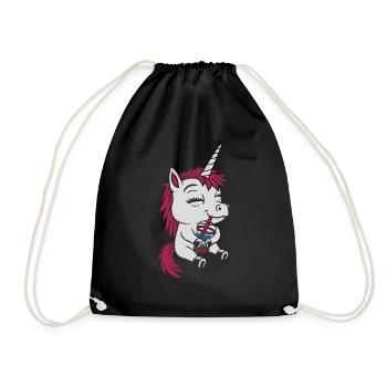 Getränk Boba Tee Einhorn - Turnbeutel - Schwarz - Vorne