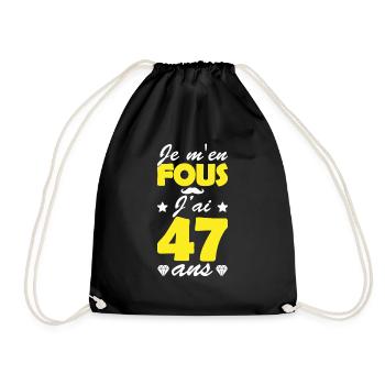 j ai 47 ans / humour anniversaire 47 ans - Sac de sport léger - noir - Devant