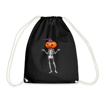 Pumpkin Skeleton Halloween - Turnbeutel - Schwarz - Vorne