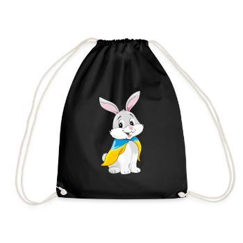 Un mignon lapin souriant porte un drapeau ukrainien - Sac de sport léger - noir - Devant
