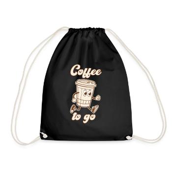 coffee to go Old School Cartoon Comic Wortwitz - Drawstring Bag - black - Front