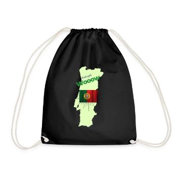 Portugal Pride – Portuguese Flag & Map Design - Drawstring Bag - black - Front
