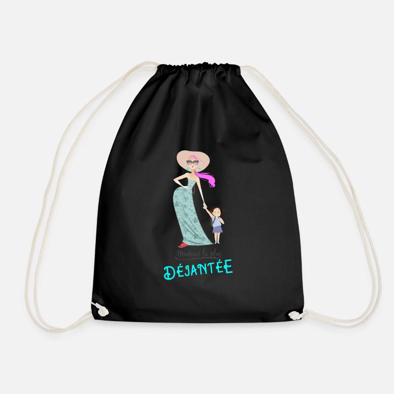 Most crazy mom - Drawstring Bag - black