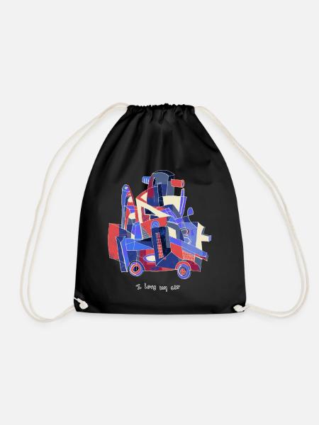 I love my car - Drawstring Bag - black