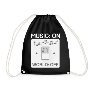 Music ON World OFF - Turnbeutel - Schwarz - Vorne