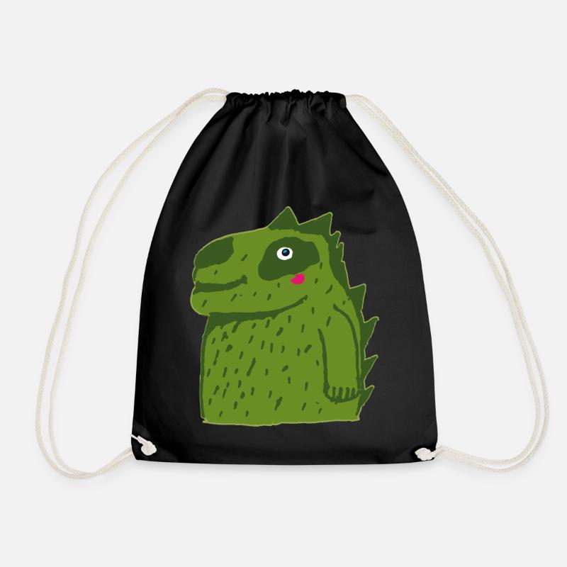 Dino Crocodile for Kids - Drawstring Bag - black
