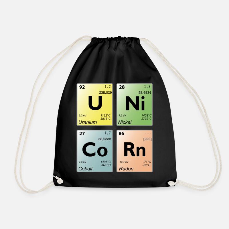Unicorn periodic table - Drawstring Bag - black