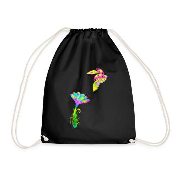 Coccinelle fleur dessinés à la main - Sac de sport léger - noir - Devant