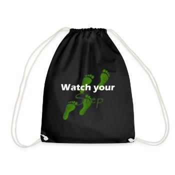 Watch Your Step, ecological footprint - Drawstring Bag - black - Front