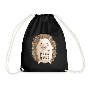 Free Hugs Igel I Kinder Comic Geschenk Herbst - Turnbeutel - Schwarz - Vorne