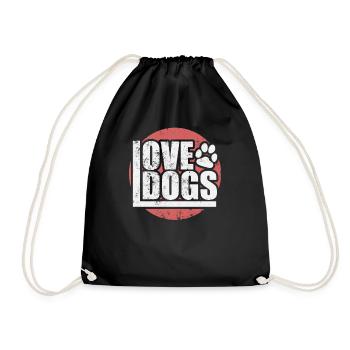 Dog love "Love Dogs" - Drawstring Bag - black - Front