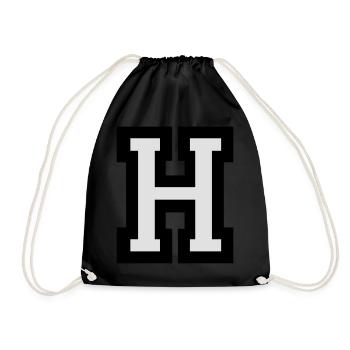 Letter H two-color - Drawstring Bag - black - Front