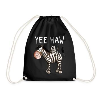 Yee Haw Zebra - Zebras - Katze - Katzen - Geschenk - Turnbeutel - Schwarz - Vorne