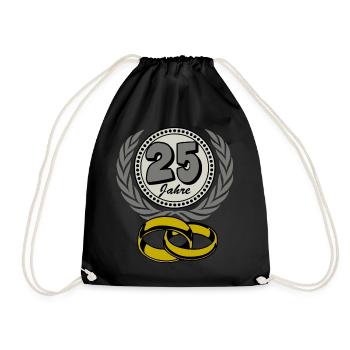 Silver Wedding Anniversary ,25 Years , Marriage ,Wedding Anniversary,(25) - Drawstring Bag - black - Front
