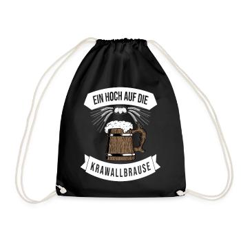 Kraftvolles Biergarten-Design mit Spruch - Turnbeutel - Schwarz - Vorne