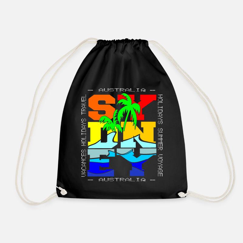 sydney australia - Drawstring Bag - black