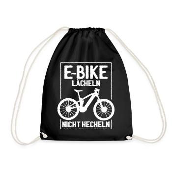 E-Bike Rentner lächeln hecheln - Turnbeutel - Schwarz - Vorne