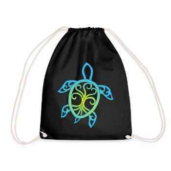 Symbole de tortue marine bleue et jaune - Sac de sport léger - noir - Devant