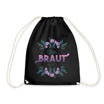 Team Braut mit Blumen Dekor - Turnbeutel - Schwarz - Vorne