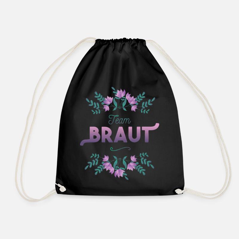 Team Braut mit Blumen Dekor - Turnbeutel - Schwarz