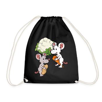 Organic Eco Mice Vegetables Rodents Hunger Mouse - Drawstring Bag - black - Front
