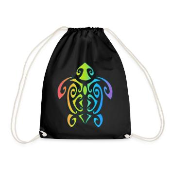 Rainbow Polynesian Turtle - Drawstring Bag - black - Front
