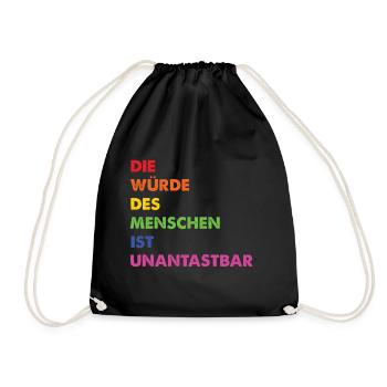 Menschenrechte Regenbogen Grundgesetz - Turnbeutel - Schwarz - Vorne