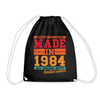 1984 Geburtstag Vintage Spruch - Turnbeutel - Schwarz - Vorne