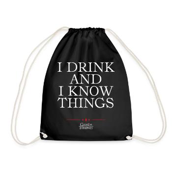 Game Of Thrones Tyrion I Drink And I Know Things - Drawstring Bag - black - Front