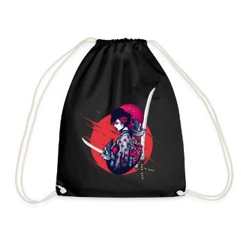 gothik manga anime kriegerin samurai japan girl - Turnbeutel - Schwarz - Vorne