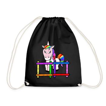 For children grim unicorn emotion feelings anger - Drawstring Bag - black - Front