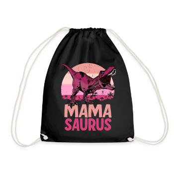 Mama Saurus Mamasaurus Dinosaur Family - Drawstring Bag - black - Front