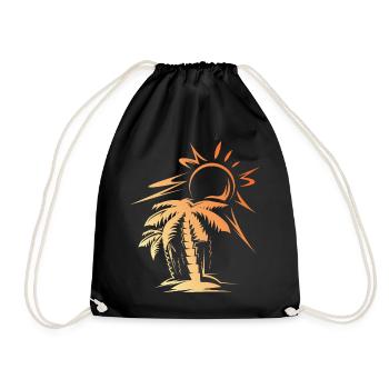 palm beach Symbol Strand Sonne Geschenk Idee - Turnbeutel - Schwarz - Vorne