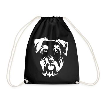 Miniature Schnauzer Head "Black Edition" - Drawstring Bag - black - Front