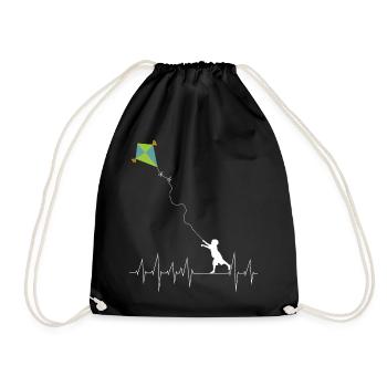 Lenkdrachen Drachen Herzschlag Drachenfliegen - Turnbeutel - Schwarz - Vorne