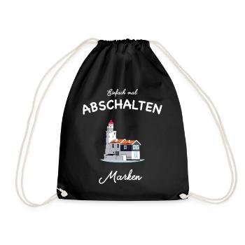 Marken, Waterland, Niederlande, Zeichnung - Turnbeutel - Schwarz - Vorne