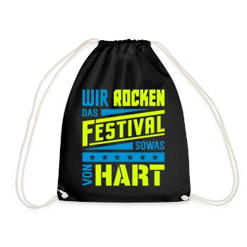 Festival hart rocken (Schriftzug) 02 - Turnbeutel - Schwarz - Vorne