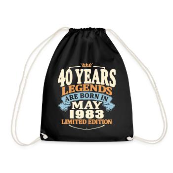 Legends are born in may 1983 - 40 years old - Drawstring Bag - black - Front