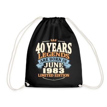 legends are born in june 1983 - 40 years old - Drawstring Bag - black - Front