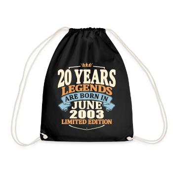 legends are born in june 2003 - 20 years old - Drawstring Bag - black - Front