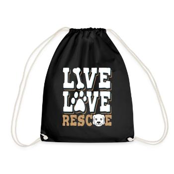 Live Love Rescue Hunde Katzen Tierheim Tierrettung - Turnbeutel - Schwarz - Vorne