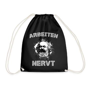 Lustiges T-Shirt: Arbeiten Nervt Arbeitszeitbetrug - Turnbeutel - Schwarz - Vorne