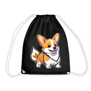 Mignon chien gallois Corgi - Sac de sport léger - noir - Devant