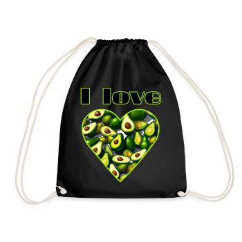 I love avocado heart - Drawstring Bag - black - Front