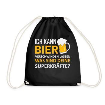 Ich kann Bier verschwinden lassen Bier Sprüche - Turnbeutel - Schwarz - Vorne