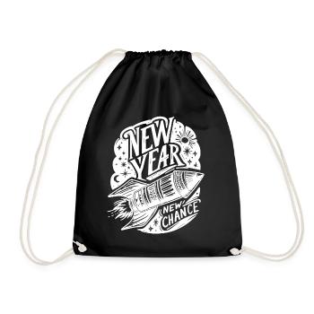 New Year Rocket New Year's Eve New Beginning New Chance - Drawstring Bag - black - Front