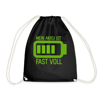 Mein Akku ist fast Voll Batterie und Energie - Turnbeutel - Schwarz - Vorne