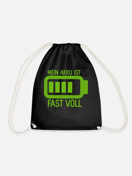 Mein Akku ist fast Voll Batterie und Energie - Turnbeutel - Schwarz