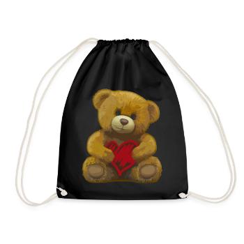 Teddy Bear Cute Love Explanation I Love You Gift - Drawstring Bag - black - Front