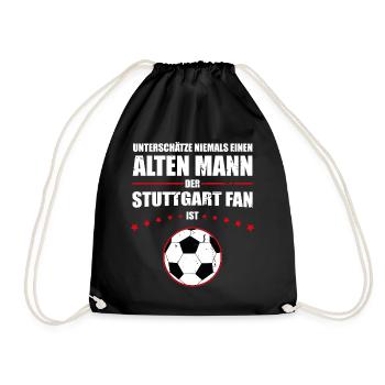 Alter Mann - Stuttgart Fan | Retro Vintage Design - Turnbeutel - Schwarz - Vorne